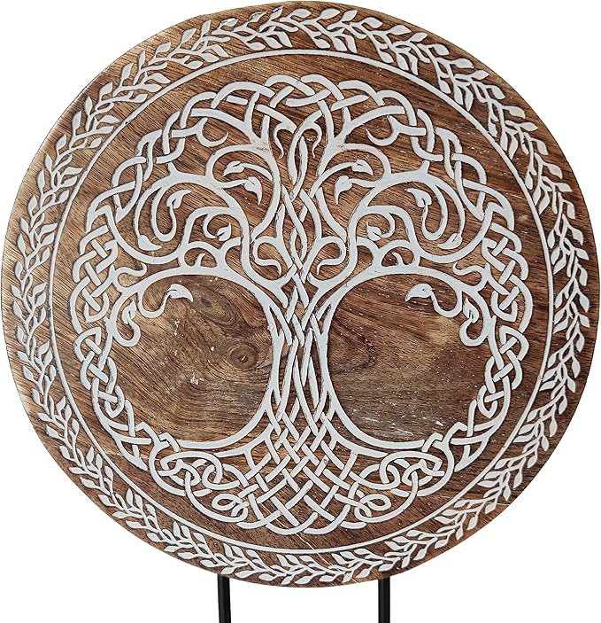 VANIYA CRAFTS® Wooden Carved Handmade Tree of Life Engraved Table Decor Table Sculpture Home Decor Statue for Living Room, Bedroom, Office Desktop, Cabinets, Shelf Decor (Natural White)