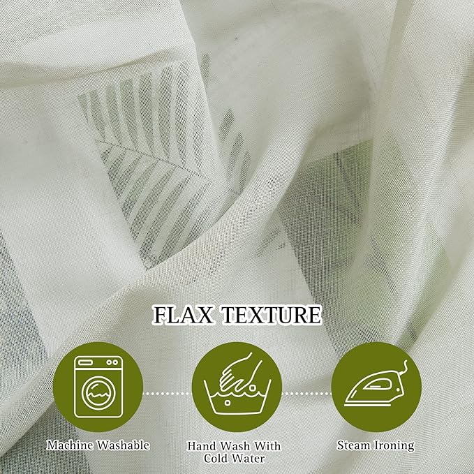NICETOWN Linen Sheer sage green Curtains 84 inch Length for Bedroom, Grommet Semi Sheer Linen Blend Vertical Window Drapes Privacy with Light Filtering for Living Room, Sage Green, W52 x L84, Set of 2