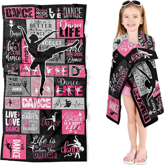 Dance Towel for Girls 30" x 60" Microfiber Dancing Beach Towel for Women Bath Pool Shower Camping Travel Towel