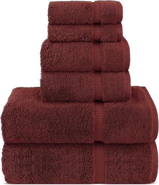 Chakir Turkish Linens Luxury Spa and Hotel Quality Premium Turkish Cotton 6-Piece Towel Set (2 x Bath Towels, 2 x Hand Towels, 2 x Washcloths)