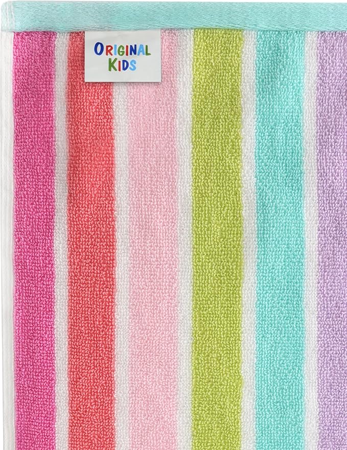 Hooded Bath Towel Wrap - 100% Cotton Terry Large Oversized Hooded Kids Towel - Toddler Shower Pool Beach Towel - Super Soft Plush Absorbent Quick Dry Easy Care Gift - 30x60 - Pink Multi