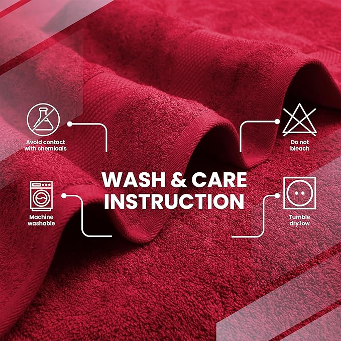 Infinitee Xclusives Luxury 100% Ring-Spun Cotton Bath Towels Set of 4 (27x54 inches) – Soft, Absorbent & Quick-Drying Towels for Bathroom, Gym, Spa & Hotel Use (Intimate Red)