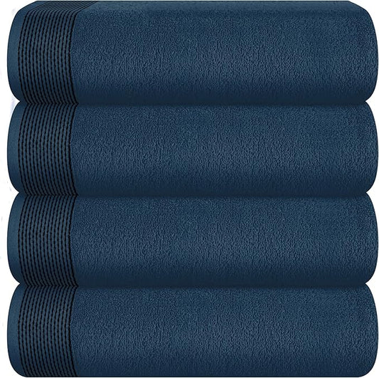 Belizzi Home Ultra Soft 4 Pack Oversized Bath Towel Set 27x54 inches, 100% Cotton Bath Towels, Highly Absorbant Compact Quickdry & Lightweight Towel, Ideal for Gym Travel Camp Pool - Mineral Blue