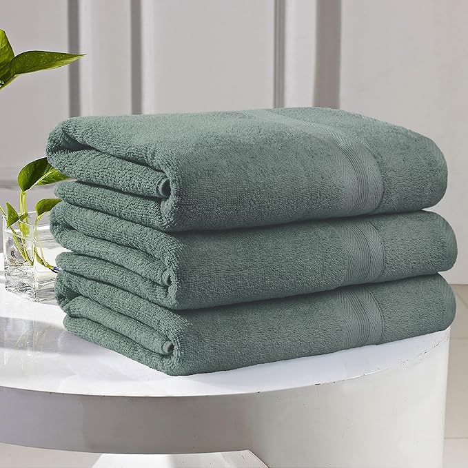 BOUTIQUO Premium Cotton 4 Pack Bath Towel Set - 100% Pure Cotton - 4 Bath Towels 27x54 - Ideal for Everyday use - Ultra Soft & Highly Absorbent - Jade
