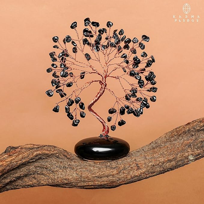 Black Obsidian Crystal Tree of Life Gifts for Women, Home and Office Desk Decor, 7 Chakra Reiki Healing, Tree for Positive Energy, Good Luck, Money, Meditation, Birthday Gifts