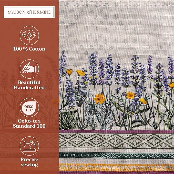 Maison d' Hermine Placemats Set of 4 100% Cotton Washable Cloth Place Mats, Reusable Table Mats for Kitchen Dining Decoration, Party, Wedding, Restaurant Spring/Summer (Fanny Lavender, 13" x 19")