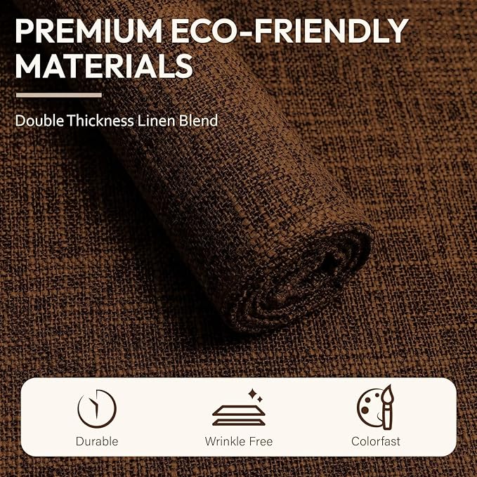 Placemats Set of 4, Dual-Layered Thickened Faux Linen Cloth Place Mats Heat Resistant Machine Washable Wrinkle Free Table Mats Indoor/Outdoor (Brown)