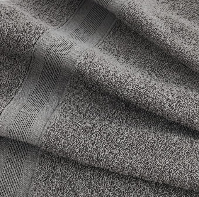 Quick-Dry, Soft & High Absorbent Bath Towels 27"x54" Cotton Turkish Bath Towel Set of 4 | Daily Use 100% Cotton Towels for Bathroom, Gym & More | Bathroom Towels Set (4 Pcs, Grey)