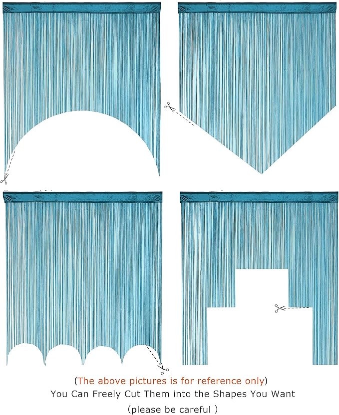 Doorway String Curtain Door Curtains,Boho Hippie Hanging Patio Room Decor Bedroom Wall Window Closet Kitchen Living Room Fringe Macrame Divider Panel Laundry Room Tapestry (Teal Blue, 100 x 200 cm)