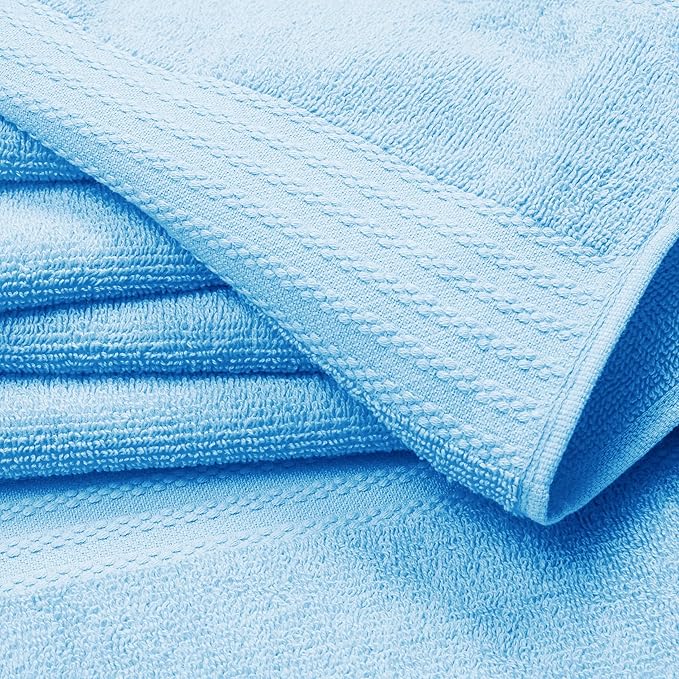 GLAMBURG Ultra Soft 6-Piece Hand Towel Set 16x28-100% Ringspun Cotton - Durable & Highly Absorbent Hand Towels - Ideal for use in Bathroom, Kitchen, Gym, Spa & General Cleaning - Sky Blue