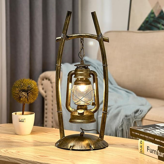 Vintage Table Lamp Bronze Antique Desk Lamp for Farmhouse Nightstand Table Lamp Bulb Included for Office,Living Room (Yellow Brown Clear Glass, 23×8.6'')