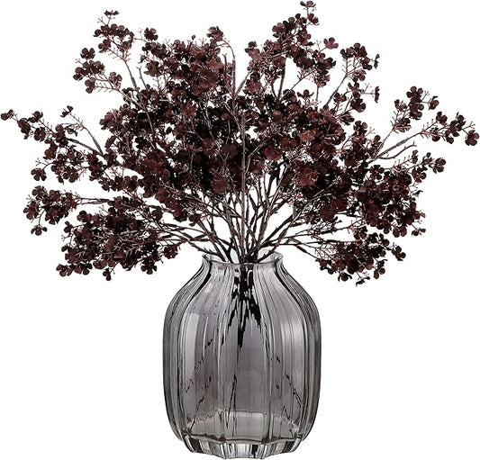 JAKY-Global Silk Babys Breath Artificial Flowers Bulk Blackish Red 6pcs Faux Fall Flowers for Vase Home Kitchen Indoor Bouquet Floral Arrangement Table Centerpieces Farmhouse Decor