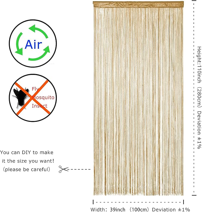 Doorways String Curtain Door Curtains,Bedroom Decor Kitchen Closet Living Room Laundry Fringe Hallway Tassel Screen Room Divider Boho Hippie Hanging for Wedding Party (39x110inch/100×280cm,Deep Ecru)
