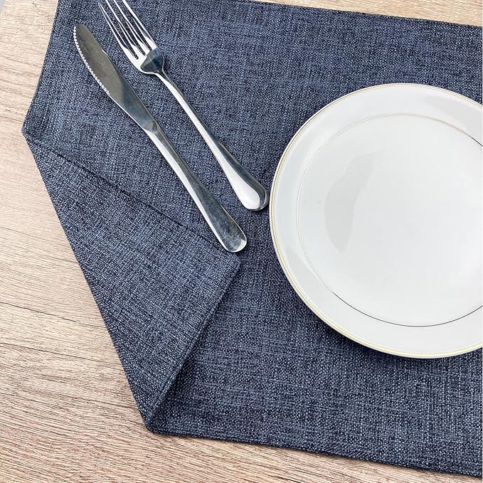 Weabetfu Cloth Placemats Set of 4 Heat Resistant Dining Table Placemmats Cotton Linen Machine Washable Kitchen Table Mats Wrinkle Free Thick Fabric Place Mats,Easy to Clean,13×19inch