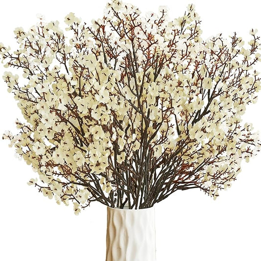 Mandy's Ivory Artificial Baby’s Breath Flowers 15 Bundles Silk Gypsophila with Bendable Stems for Fall Centerpiece Wedding Decor and Table Arrangements