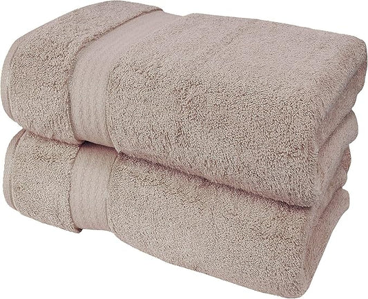 GLAMBURG 700 GSM Premium Oversized Extra Large Cotton 2 Pack Bath Sheet 35x70-100% Combed Cotton - Luxury Hotel & Spa Quality - Durable Ultra Soft Highly Absorbent - Tan
