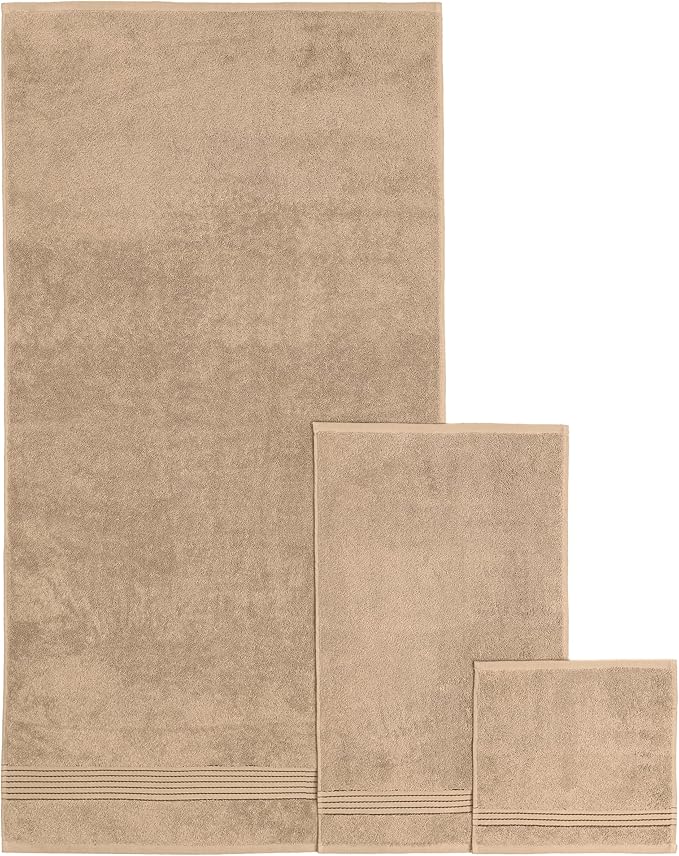 Elegant Comfort Premium Cotton 6-Piece Towel Set, Includes 2 Washcloths, 2 Hand Towels and 2 Bath Towels, 100% Turkish Cotton - Highly Absorbent and Super Soft Towels for Bathroom, Taupe