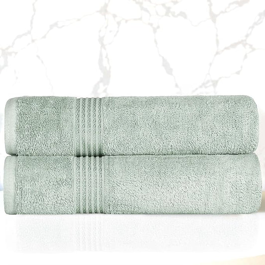 Superior Egyptian Cotton Bath Towel Set, Home Bathroom Towels, Master, Guest Bath, Decor Essentials, Quick Dry, Absorbent, Large Body Towels, Spa, Hotel, Resort, Adult, Kids, Set of 2, Sage