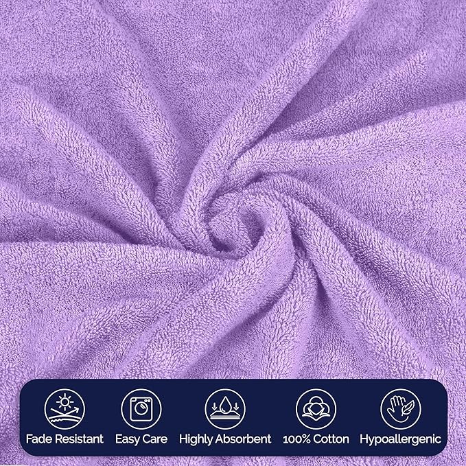 Elegant Comfort Premium Turkish Cotton 2 Pack Bath Towel Set - 27 x 54 inch, Luxurious Hotel Spa Quality 100% Turkish Cotton 2PC Bath Towel Set - Highly Absorbent - Soft Bathroom Towels, Lilac