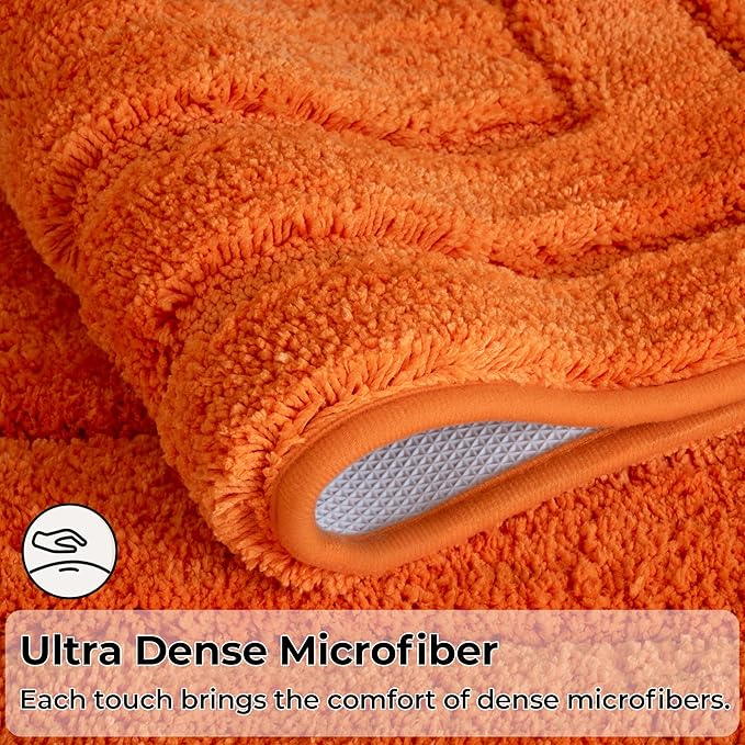 GRANNY SAYS Bathroom Rugs Non Slip, 16" x 24", Bath Rugs for Bathroom Washable, Bath Mats for Floor, Microfiber Bath Mat for Tub, Absorbent Bath Rugs for Shower Room, Orange