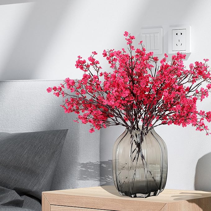 JAKY-Global 9pcs Babys Breath Artificial Flowers Gypsophila Bouquet Bulk Fake Spring Silk Small Flowers Real Touch Faux Floral for Home Bedroom Kitchen Garden Wedding Christmas Party DIY Decor (Rose)