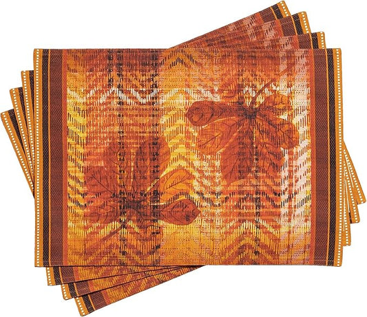 Maison d' Hermine Placemats Set of 4 100% Cotton Washable Cloth Place Mats, Reusable Table Mats for Kitchen Dining Decoration, Party, Wedding, Restaurant (Thanksgiving Tartan, 13" x 19")