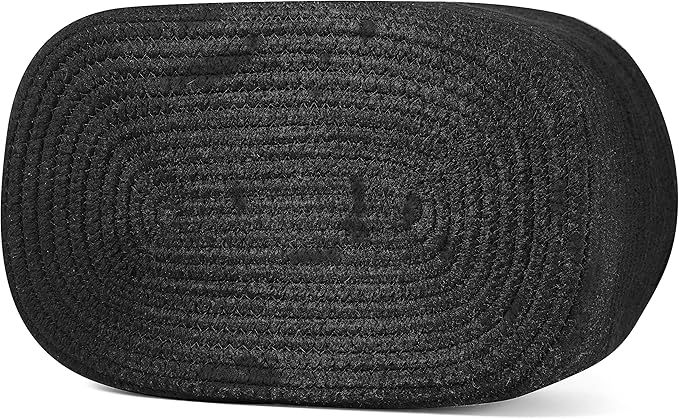 WASHABLE Woven Baskets for Storage Baskets for Shelves Large Cotton Rope Baskets for Organizing Decorative Storage Bins Bathroom, Shelves, Toys,Storage Cube Bins, Small Baskets for Organizing (Black)