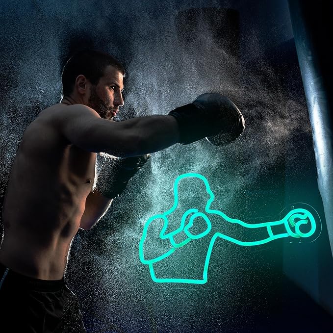 Boxing Neon Signs for Wall Decor,Dimmable LED Neon Light Sign for Home Decor, Bar, Home Gym Decor, Office, Boxing Party Decorations