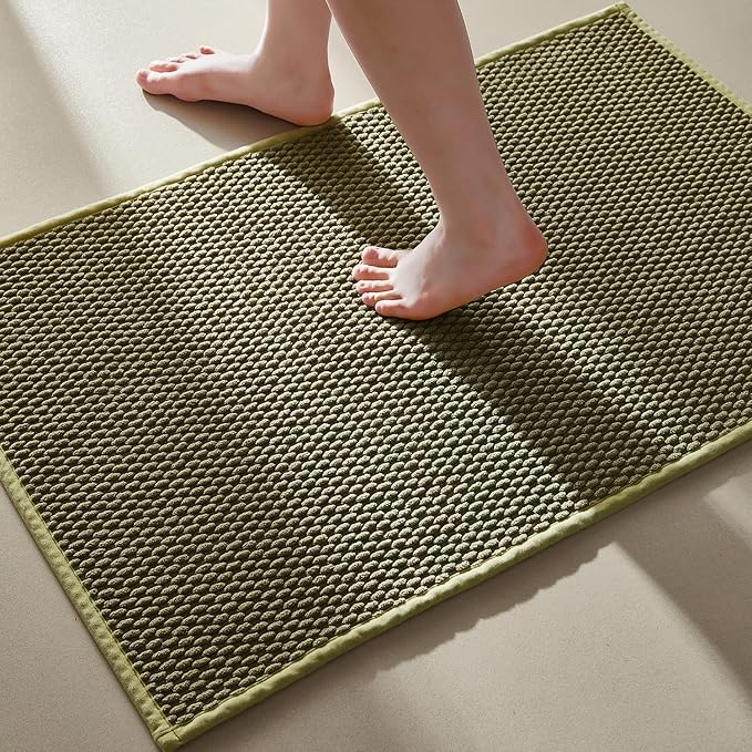 Bathroom Rugs Non Slip Washable, Super Absorbent Thin Bath Mat Small Quick Dry Low Pile Bathroom Rug, Sage 16"x24"