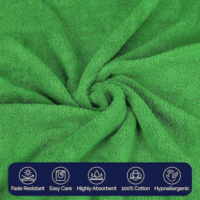 Elegant Comfort Premium Turkish Cotton 4 Pack Hand Towel Set - 16 x 28 inch, Luxurious Hotel Spa Quality 100% Turkish Cotton 4PC Hand Towel Set - Highly Absorbent - Soft Bathroom Towels, Emerald Green