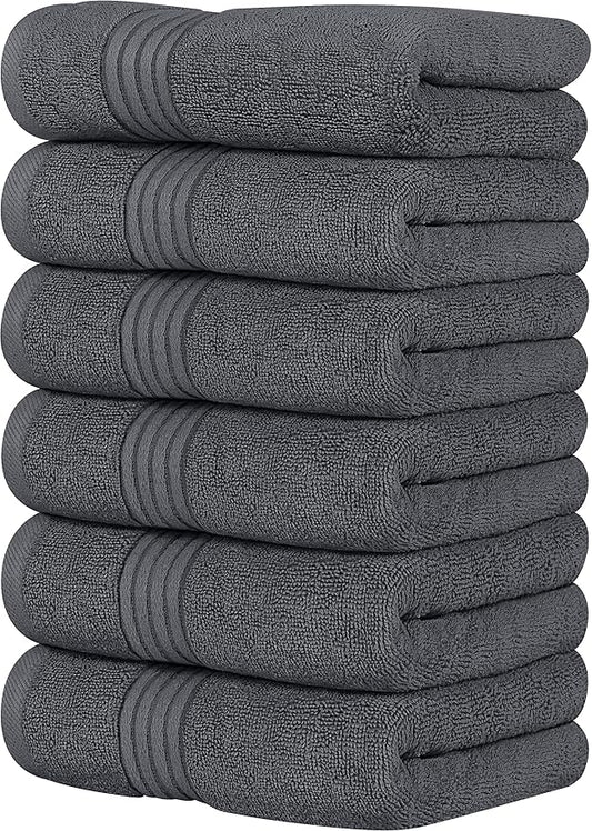 Utopia Towels 6 Piece Premium Hand Towels Set, 16 by 28 inches, 100% Ring Spun Cotton, Lightweight and Highly Absorbent Towels for Bathroom, Travel, Camp, Hotel, and Spa, Grey