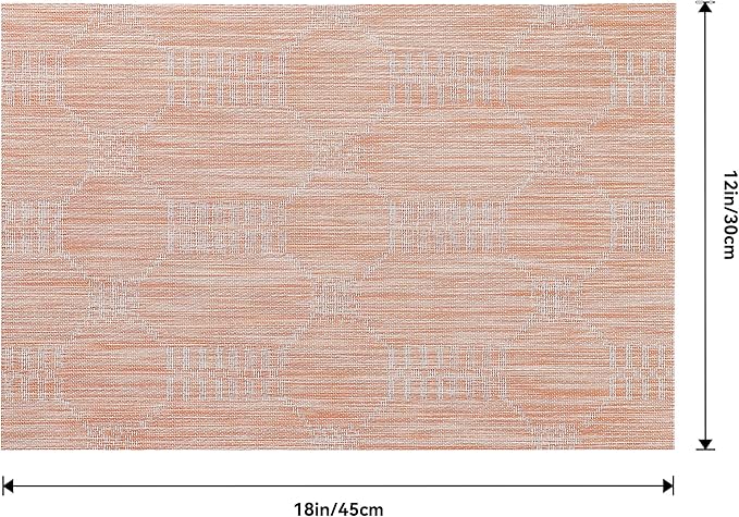 Leetaltree Coral Placemats Set of 4 - Heat Resistant Non-Slip Place mats for Dining Table, Washable Durable PVC Vinyl Woven Table Mats（Coral, 4）