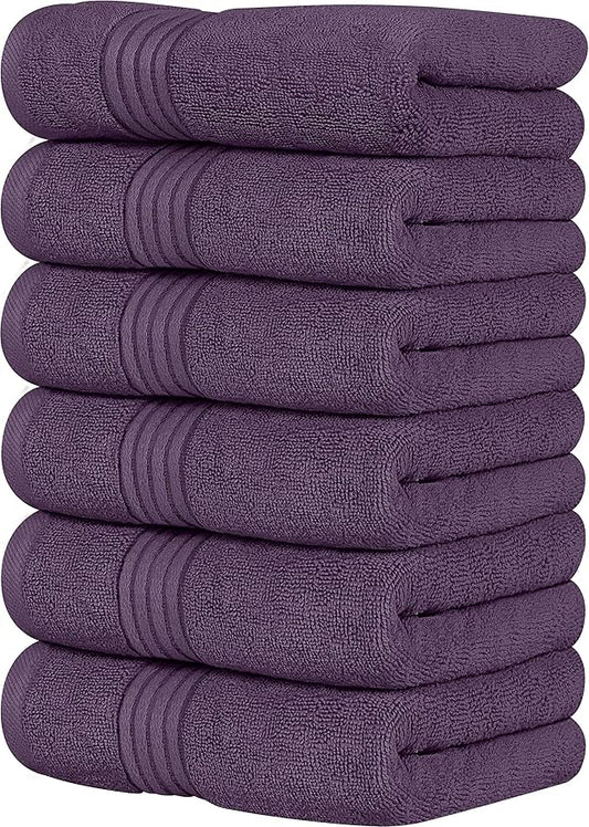 Utopia Towels 6 Piece Premium Hand Towels Set, 16 by 28 inches, 100% Ring Spun Cotton, Lightweight and Highly Absorbent Towels for Bathroom, Travel, Camp, Hotel, and Spa, Plum