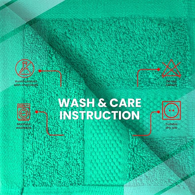 Infinitee Xclusives Premium 100% Cotton Wash Cloths for Showering - Pack of 4, (12x12) Inches - Highly Absorbent, Soft Face Towels, Washcloths Perfect for Bathroom, Hotel, Gym |Vivid Green|