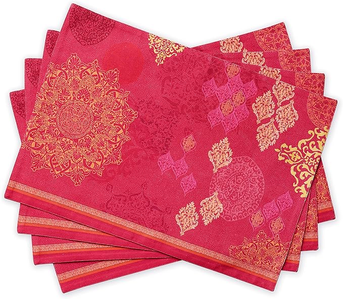 Maison d' Hermine Placemats Set of 4 100% Cotton Washable Cloth Place Mats, Reusable Table Mats for Kitchen Dining Decoration, Party, Wedding, Restaurant (Versailles, 13" x 19")