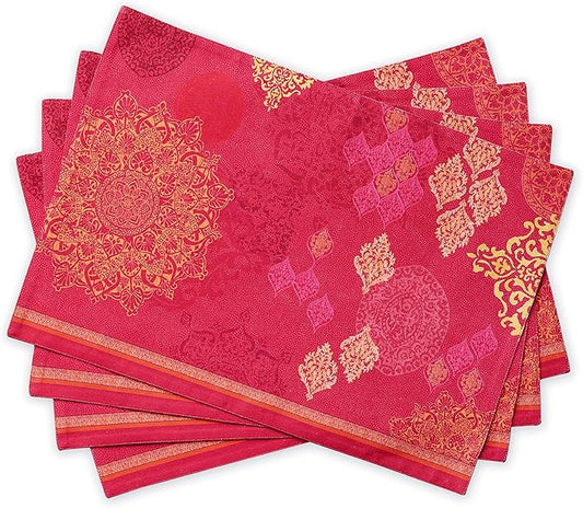 Maison d' Hermine Placemats Set of 4 100% Cotton Washable Cloth Place Mats, Reusable Table Mats for Kitchen Dining Decoration, Party, Wedding, Restaurant (Versailles, 13" x 19")