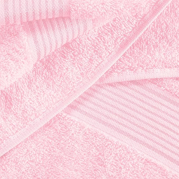 Belizzi Home Ultra Soft 6 Pack Cotton Towel Set, Contains 2 Bath Towels 28x55 inch, 2 Hand Towels 16x24 inch & 2 Wash Coths 12x12 inch, Ideal Everyday use, Compact & Lightweight - Pink