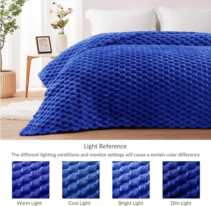 Whale Flotilla King Size Blanket for Bed with Jacquard Pattern, Fuzzy Soft Cozy Exquisite Blankets for All Season, Warm and Fluffy, 90x104 Inch, Blue