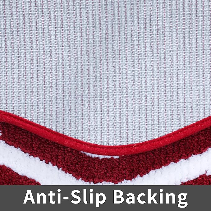 COSY HOMEER Extra Thick Bath Linen Sets Rugs - Anti-Slip Bath Mats Soft Plush 100% Strong Polyester Living Room Bathroom Water Absorbent(Red,17x27 - Inches)