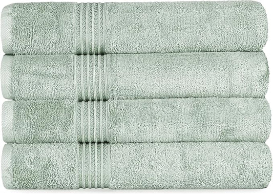Superior Egyptian Cotton 4-Piece Bath Towel Set for Shower, Bath, Spa, Resort, Hotel, Soft Body Towels, Airbnb Essentials, Apartment, Dorm, Quick Dry, Absorbent, Bathroom Basics, Sage