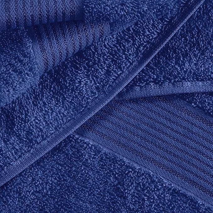 Belizzi Home Ultra Soft 6 Pack Cotton Towel Set, Contains 2 Bath Towels 28x55 inch, 2 Hand Towels 16x24 inch & 2 Wash Coths 12x12 inch, Ideal Everyday use, Compact & Lightweight - Navy Blue