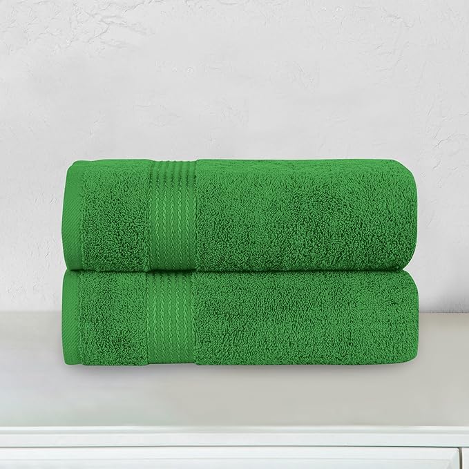 Elegant Comfort Premium Turkish Cotton 2 Pack Bath Towel Set - 27 x 54 inch, Luxurious Hotel Spa Quality 100% Turkish Cotton 2PC Bath Towel Set - Highly Absorbent - Soft Bathroom Towels, Emerald Green