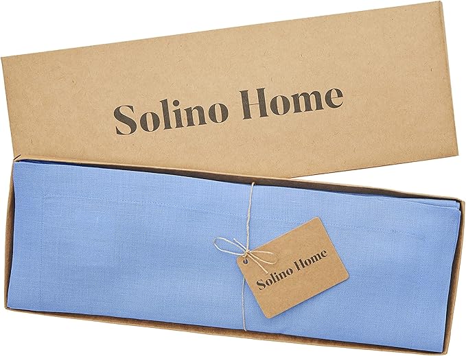 Solino Home Linen Placemats Set of 4 - Provence Blue Placemats 14 x 19 Inch - 100% Pure Linen Table Place Mats for Summer - Fete