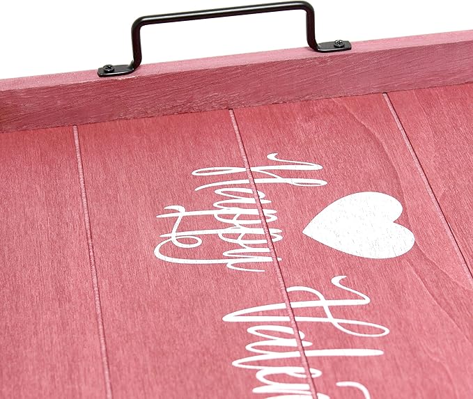 Elegant Designs HG2000-DPV Decorative Wood Serving Tray w/Handles, 15.50" x 12", Happy Valentine's Day