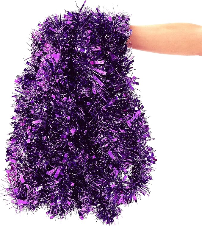26.2 Feet Purple Holiday Tinsel Garland for Christmas,Halloween, Birthday, Weddings, Party Decorations, Xmas Foil Tinsel Garland for All-Season Home Indoor Outdoor Party Supplies(Purple)