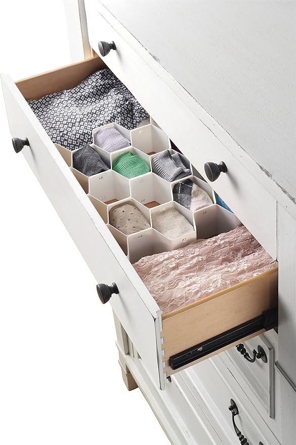 Whitmor 6025-3928 Honeycomb Drawer Organizer, 1 Count (Pack of 2), White