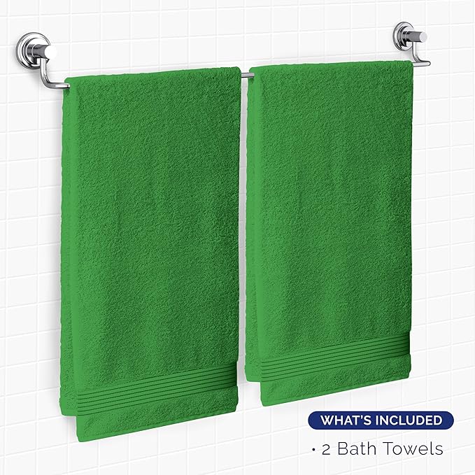 Elegant Comfort Premium Turkish Cotton 2 Pack Bath Towel Set - 27 x 54 inch, Luxurious Hotel Spa Quality 100% Turkish Cotton 2PC Bath Towel Set - Highly Absorbent - Soft Bathroom Towels, Emerald Green