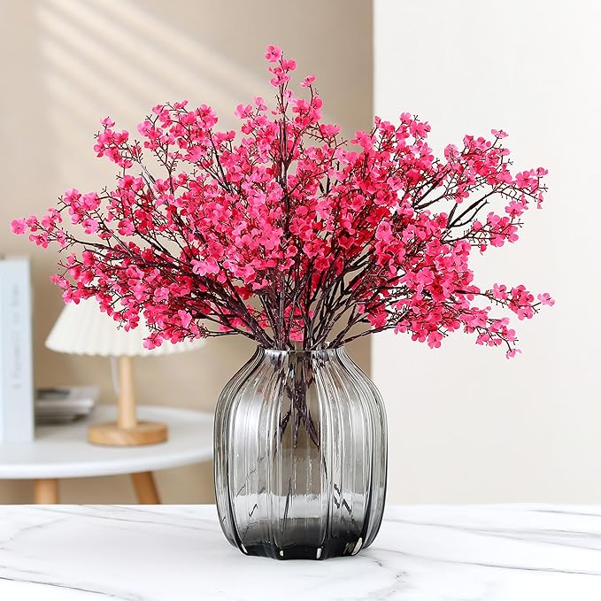 JAKY-Global 9pcs Babys Breath Artificial Flowers Gypsophila Bouquet Bulk Fake Spring Silk Small Flowers Real Touch Faux Floral for Home Bedroom Kitchen Garden Wedding Christmas Party DIY Decor (Rose)