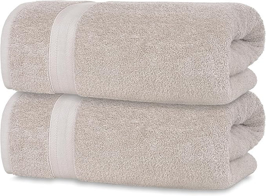 Quick-Dry, Soft & High Absorbent Jumbo Bath Sheet 35"x70" Cotton Turkish Bath Towel Set of 2 | Daily Use 100% Cotton for Bathroom, Gym & More | Bathroom Towels Set (2 Pcs, Ice Silver)