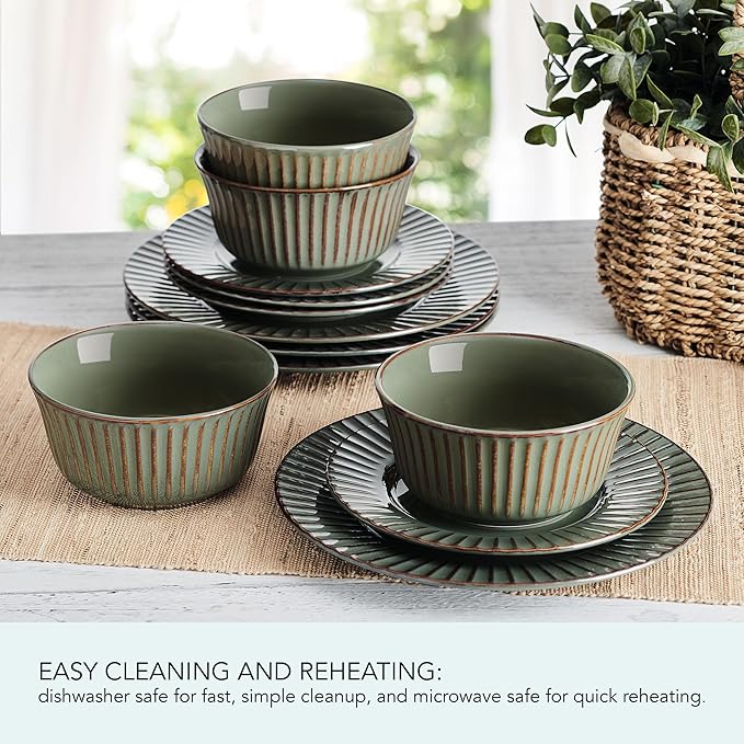 Pfaltzgraff Dannie 12 Piece Dinnerware Set, Service for 4, Gray